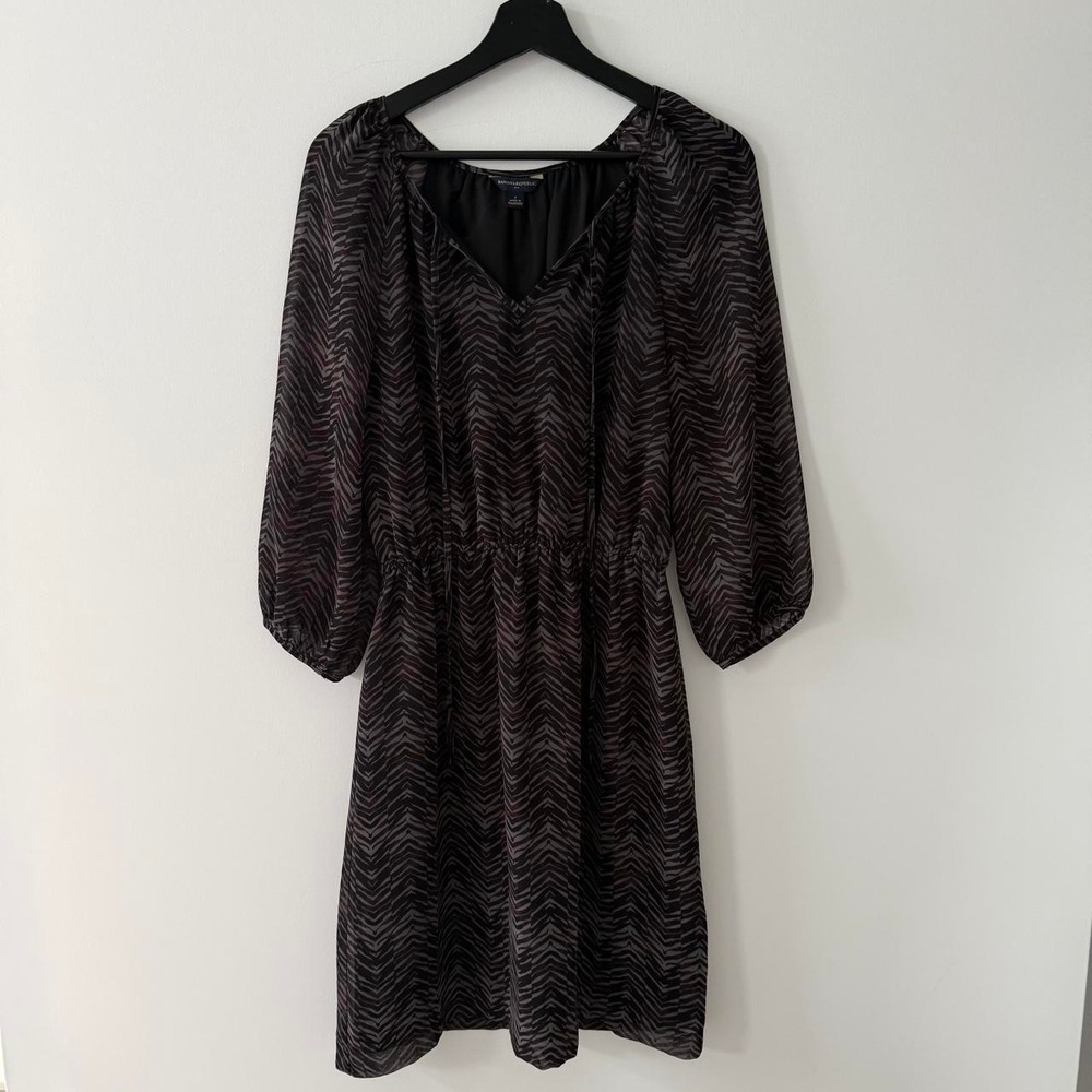 Banana Republic Dress Womens 2 Chevron Print Ballon Sleeve Mini